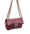 Leather quilted satchel bag with flap