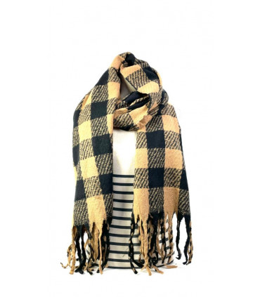 Brown and white Square print scarf