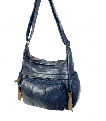 Synthetic crossbag with multiple exterior pockets