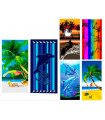 Beach towels with surfer-style designs
