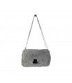 Synthetic Women Bag with fur and chain-style long straps