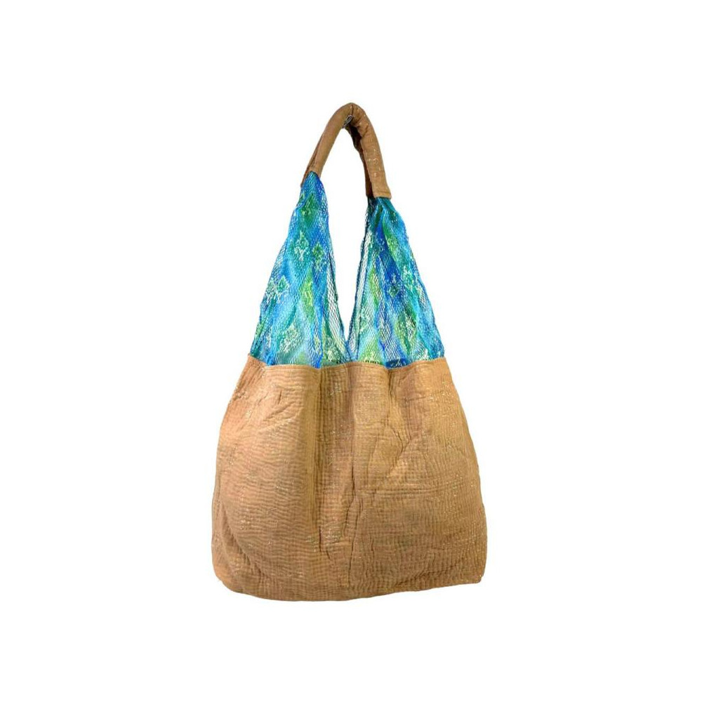 Amplio Bolso-Saco Multicolor de Playa con Rejilla y Patchwork para Mujer.  B2B Mayorista Online