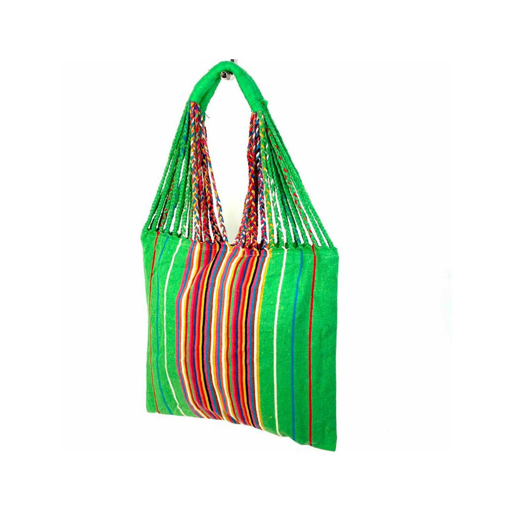 Bolso Saco de Algodón Multicolor para Mujer con Cierre de