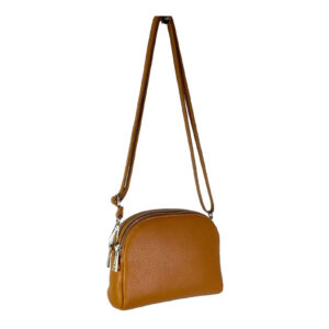 Bandolera de piel con doble cremallera