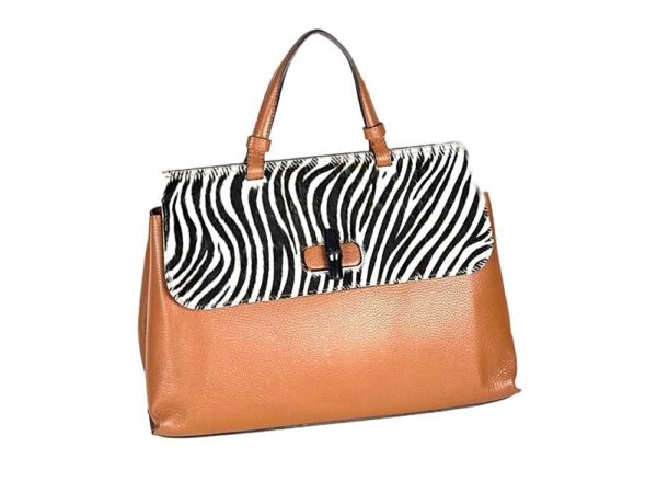 Bolso de piel artesanal solapa estampada