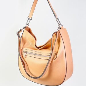 Bolso Hobo de Piel con Cremallera Delantera