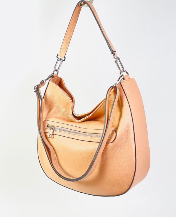 Bolso Hobo de Piel con Cremallera Delantera