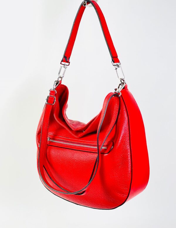 Bolso Hobo de Piel con Cremallera Delantera