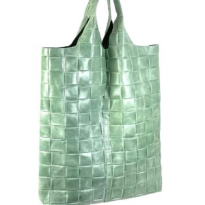 Bolso saco piel con efecto trenzado