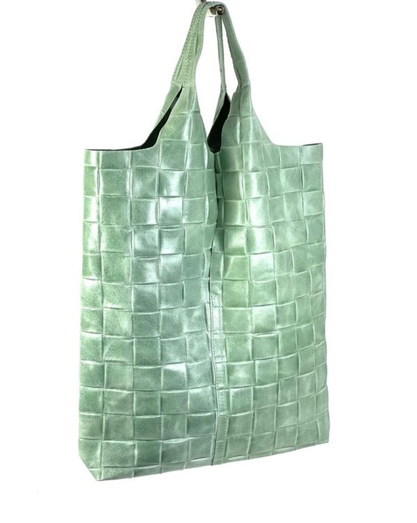 Bolso saco piel con efecto trenzado