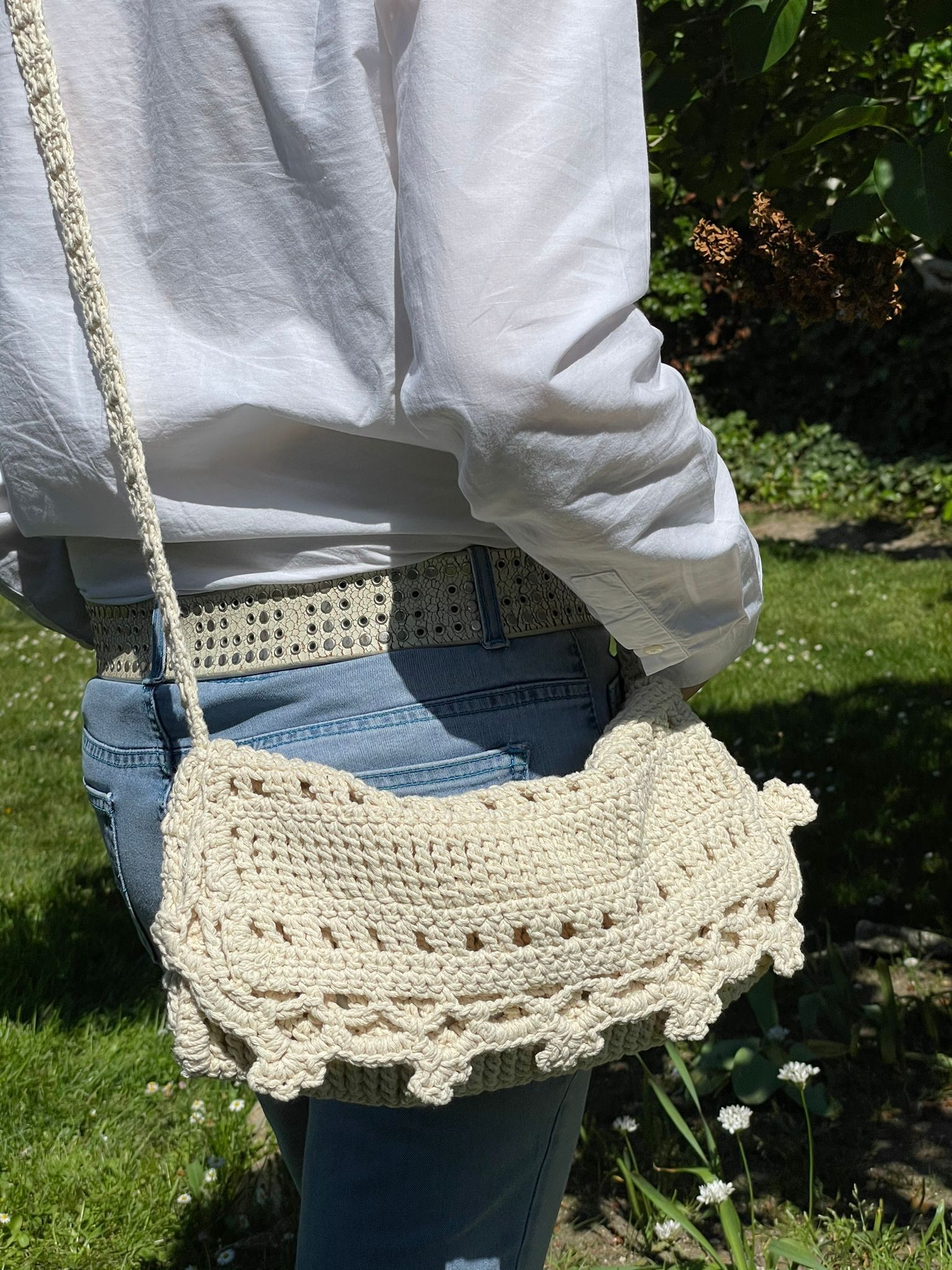 Bandolera de algodón de ganchillo