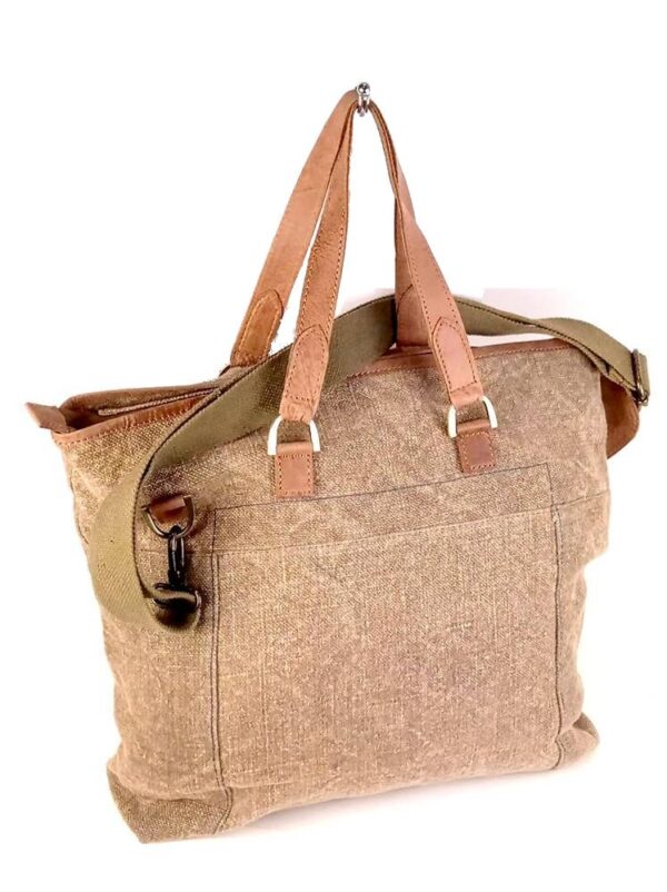 Bolso bandolera de lino y piel