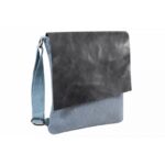 Bandolera de lino con solapa de piel