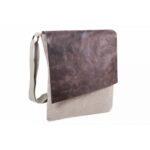 Bandolera de lino con solapa de piel