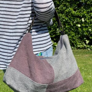 Bolso de lino bicolor