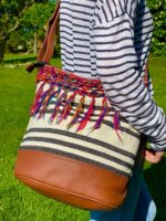 Bandolera de lino y polipiel