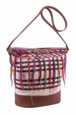 Bandolera de lino y polipiel