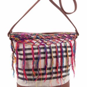 Bandolera de lino y polipiel