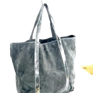 Bolso serraje con tiras estampadas brillantes