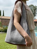 Bolso de lino con tres compartimentos