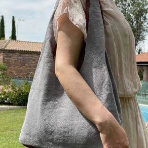 Bolso de lino con tres compartimentos