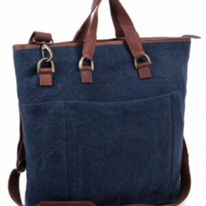 Bolso bandolera de lino y piel