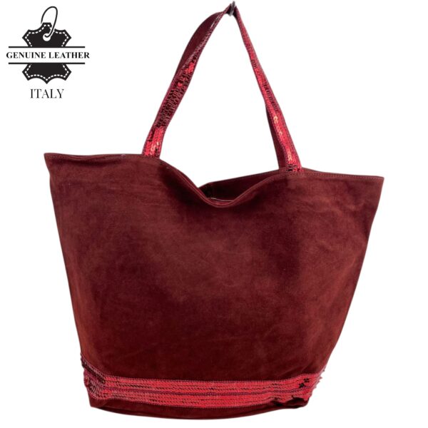 Bolso de piel con serraje y brillo estampado - Imagen 2