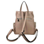 Amplia Mochila de Piel Universitaria con Bolsillos Laterales y Trasero