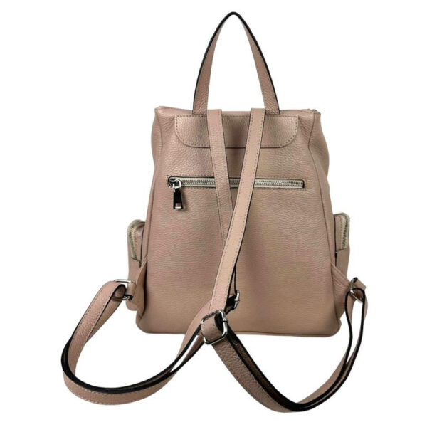 Amplia Mochila de Piel Universitaria con Bolsillos Laterales y Trasero