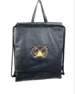 Mochila de piel con bordado tigre