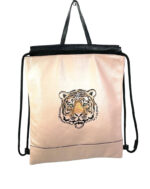 Mochila de piel con bordado tigre