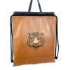 Mochila de piel con bordado tigre