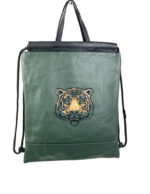 Mochila de piel con bordado tigre