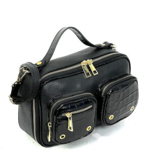 Bandolera piel con bolsillos frontales