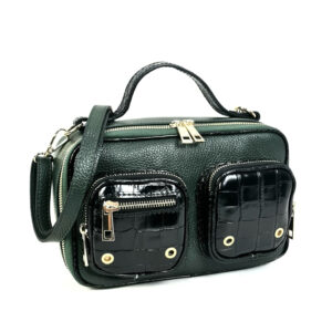 Bandolera piel con bolsillos frontales