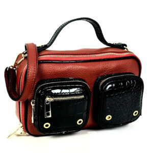 Bandolera piel con bolsillos frontales