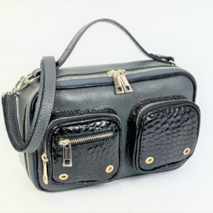 Bandolera piel con bolsillos frontales