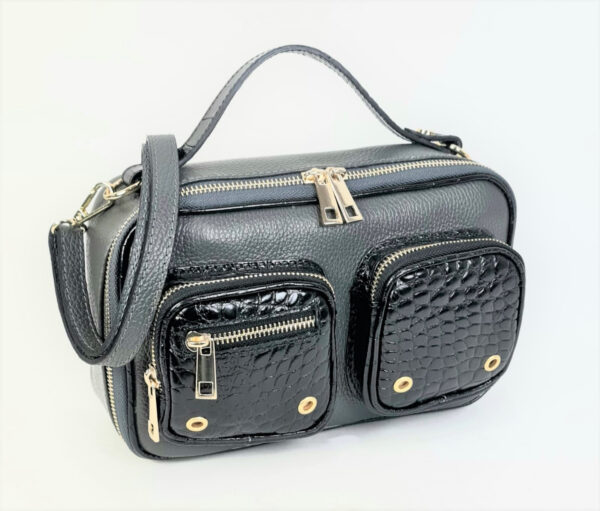 Bandolera piel con bolsillos frontales