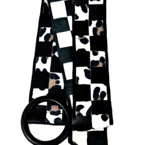 Cinturón de piel trenzado animal print