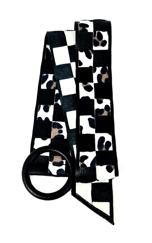 Cinturón de piel trenzado animal print