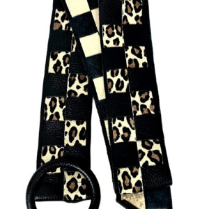 Cinturón de piel trenzado animal print