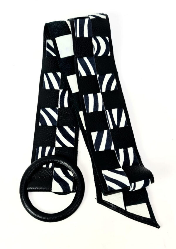 Cinturón de piel trenzado animal print