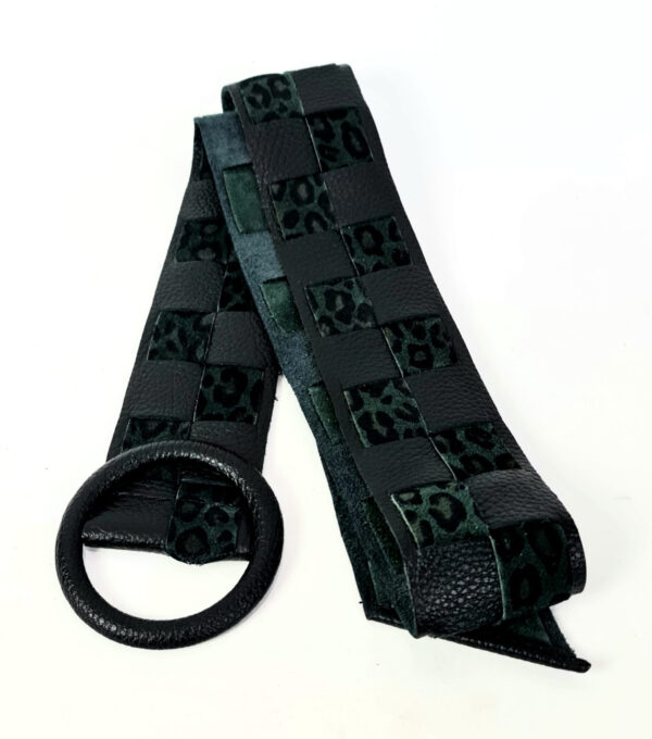 Cinturón de piel trenzado animal print