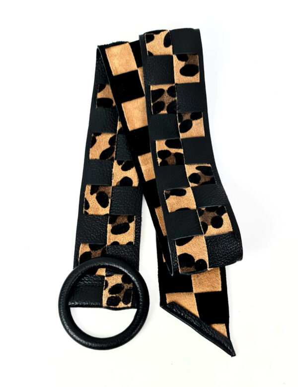 Cinturón de piel trenzado animal print