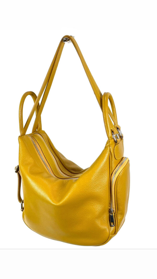 Mochila bolso cuero con dos compartimentos