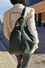 Mochila bolso cuero con dos compartimentos