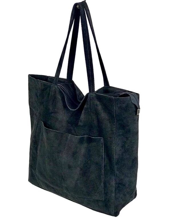 Bolso de piel con bolsillos exteriores