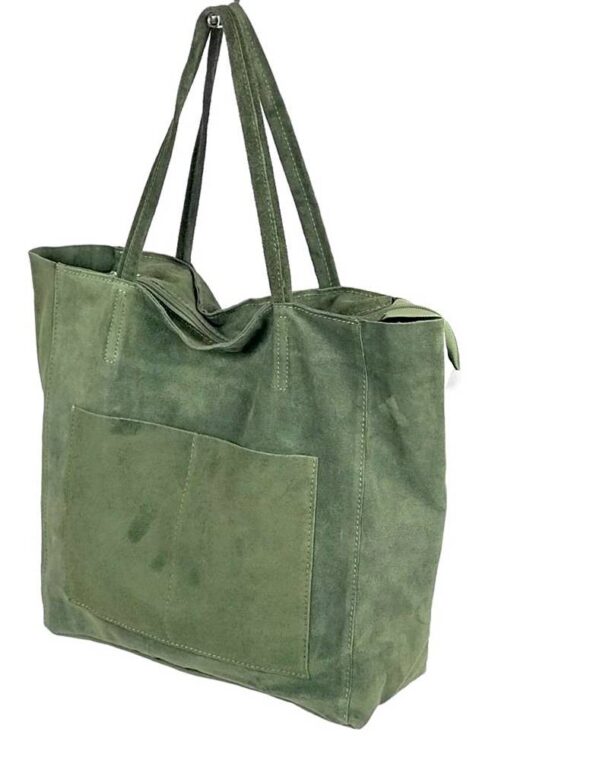 Bolso de piel con bolsillos exteriores