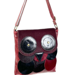 Bolso búho de piel con pelo