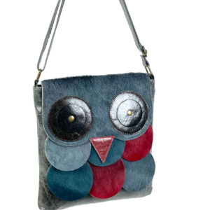 Bolso búho de piel con pelo